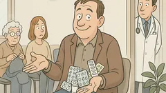 Witz: Im Wartezimmer zum Arzt: „Antibiotika‑Schlucker…“